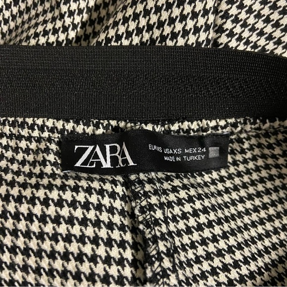 Zara Soft Feel Black White Printed Houndstooth Trouser Pants XS - Picture 2 of 9